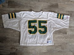 Vtg 80s Champion Football Jersey White Green #55 Mesh USA Made L Boxy EUC