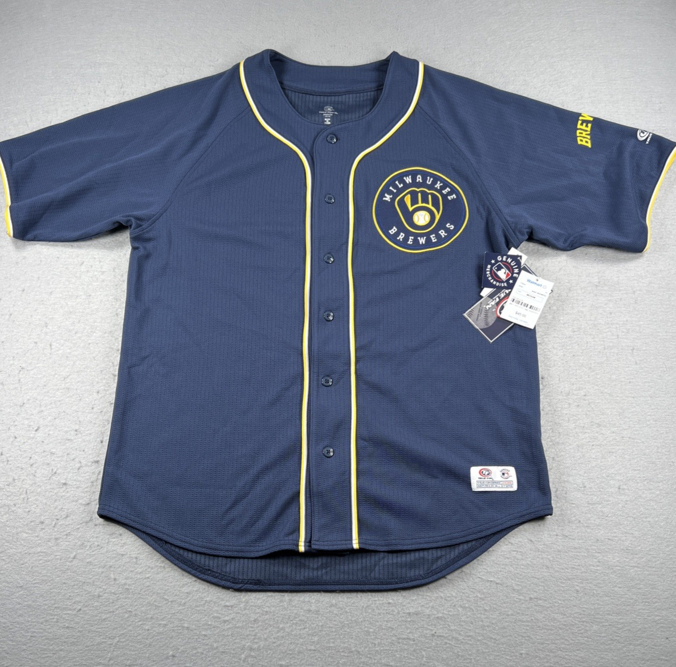 True Fan Mens Milwaukee Brewers Jersey Medium Genuine Merch Embroidered NWT gallery