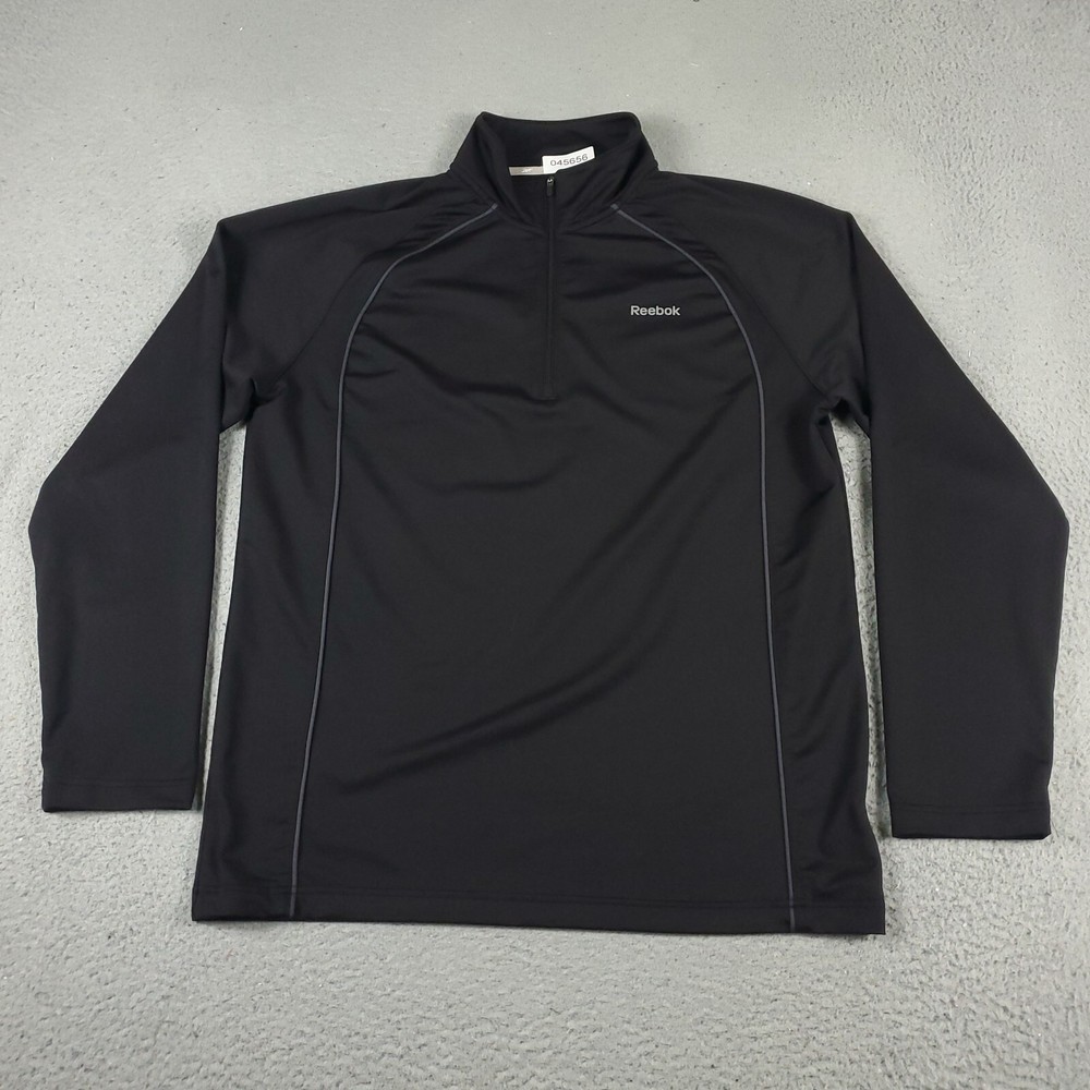 Reebok T Shirt Mens Size Medium Black Active 1/4 Zip Pullover Long Sleeve