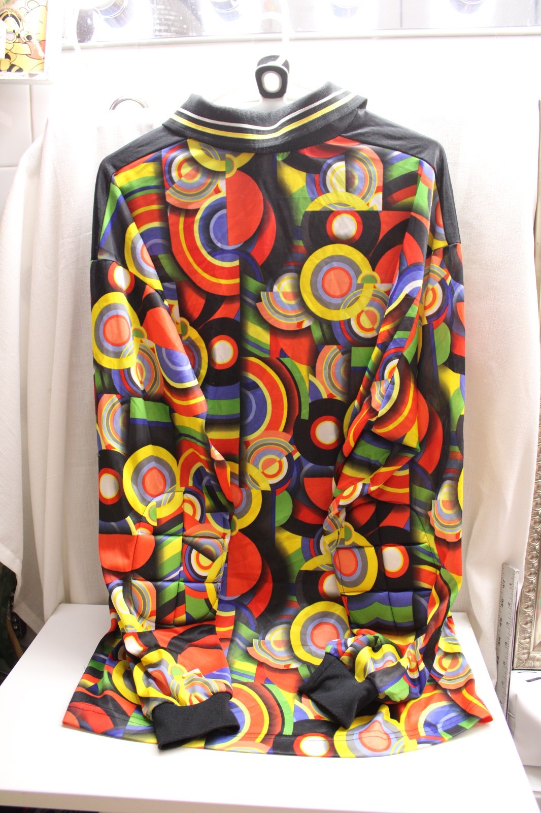 1990's Abstract AOP Graphic Soccer Goalie Pullover Black Multi Futbol Jersey XL gallery