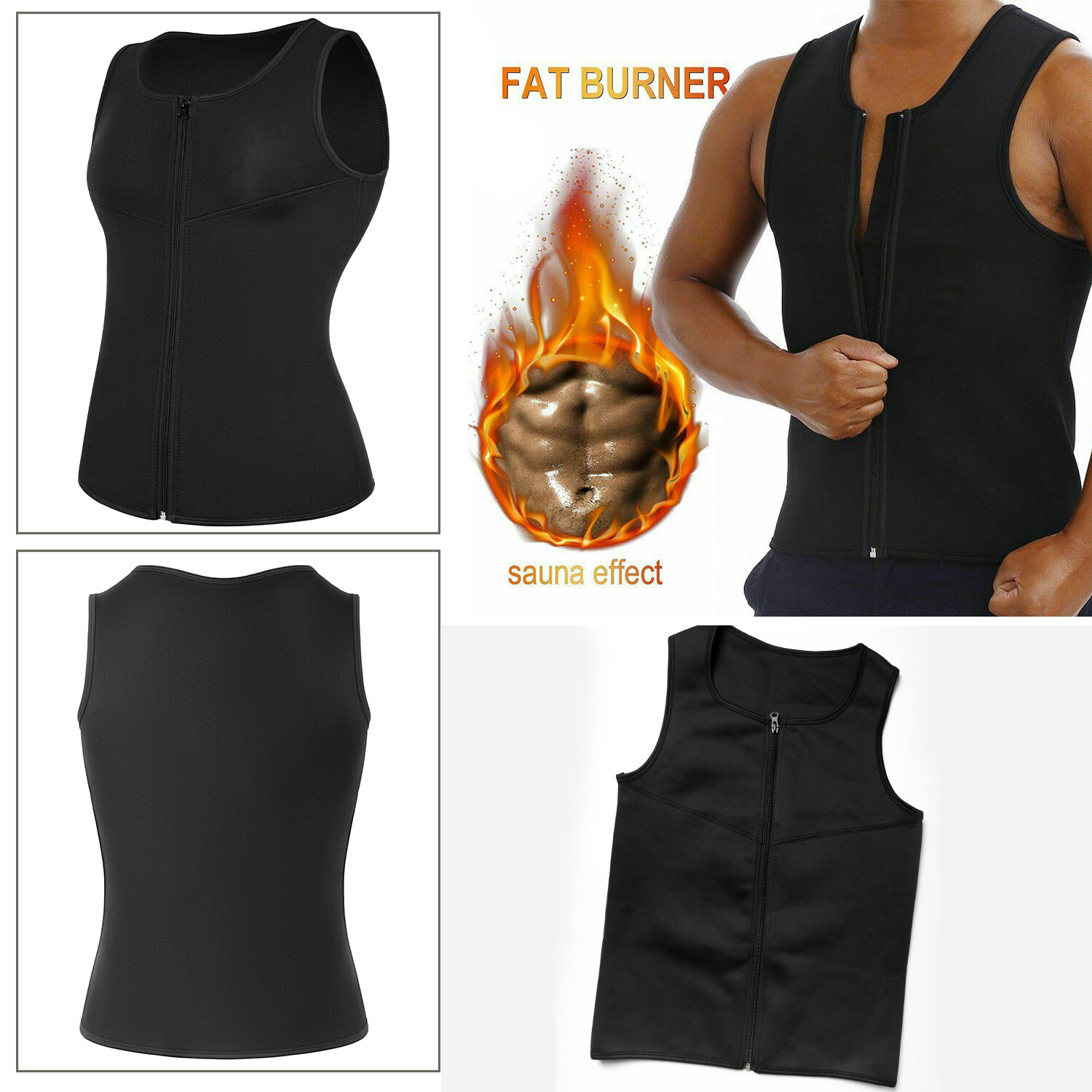 Mens Gynecomastia Compression Tank Top Men Sauna Slimming Shaper Sweat Vest US gallery