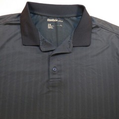 REEBOK GOLF POLO SHIRT Mens 2XLT 2XL TALL Striped Blue