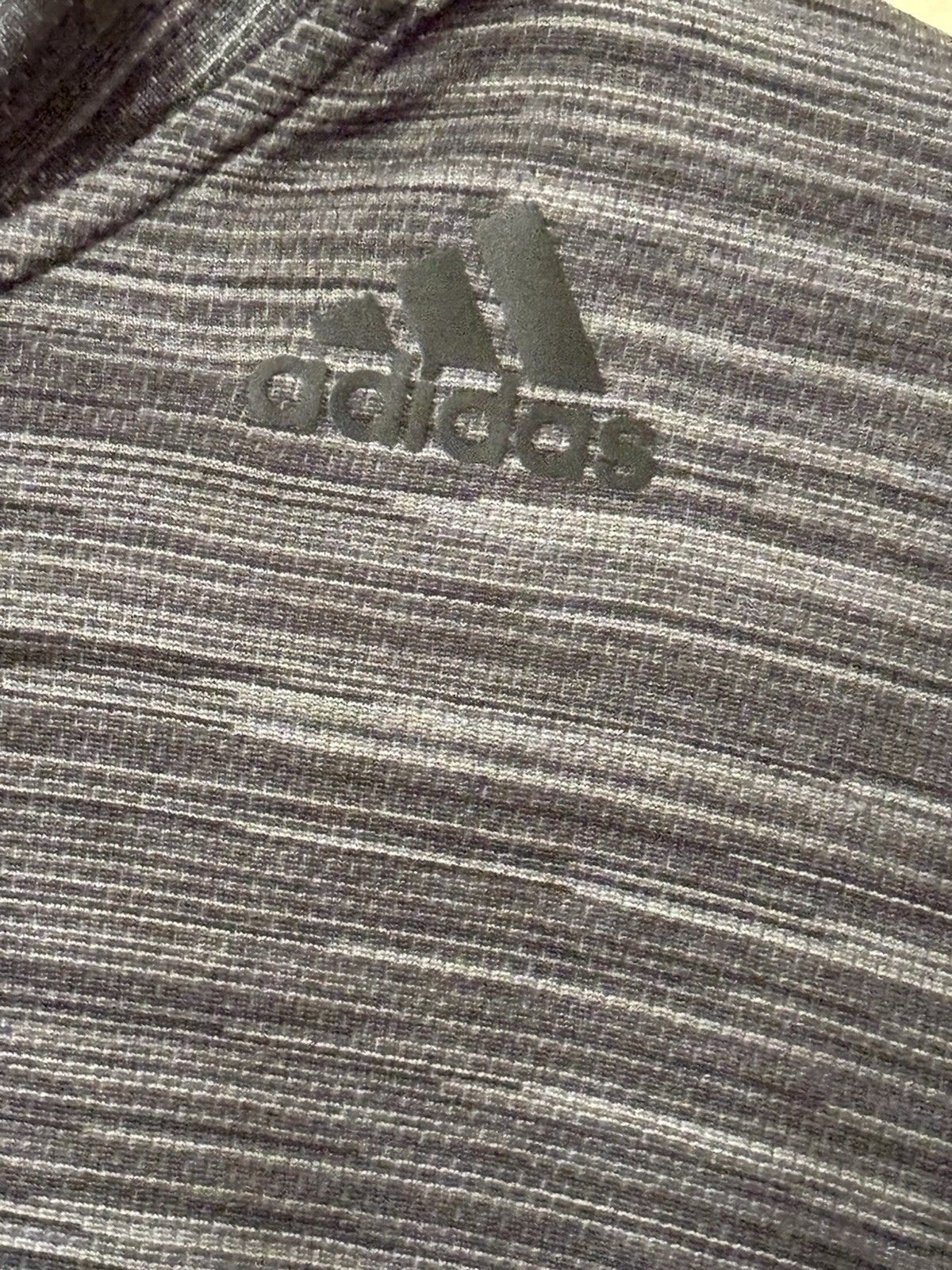 adidas Men's 1/4 Zip Mock Neck Pullover Gray Striped Polyester M gallery