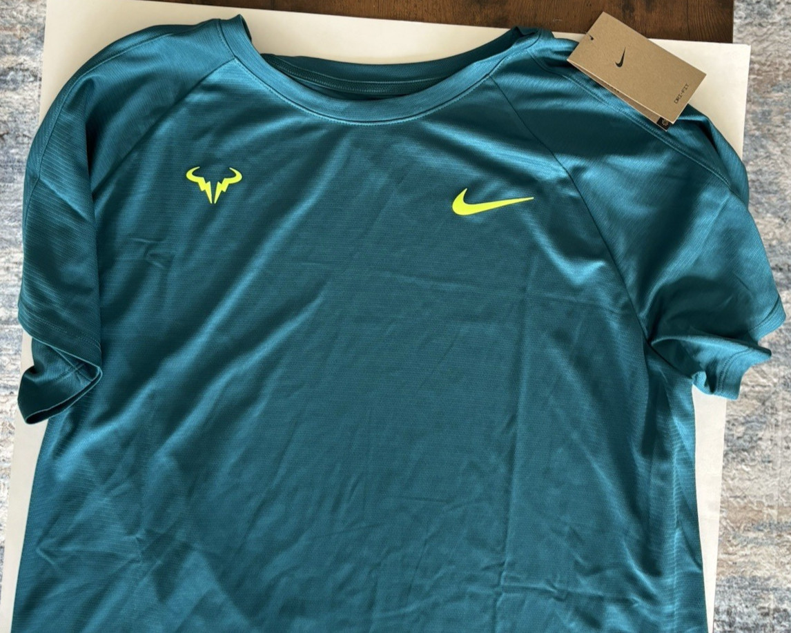 Nike Rafa Challenger Shirt Mens Sz XL Geode Teal / Volt DV2887-381 Nadal NWT $70 gallery