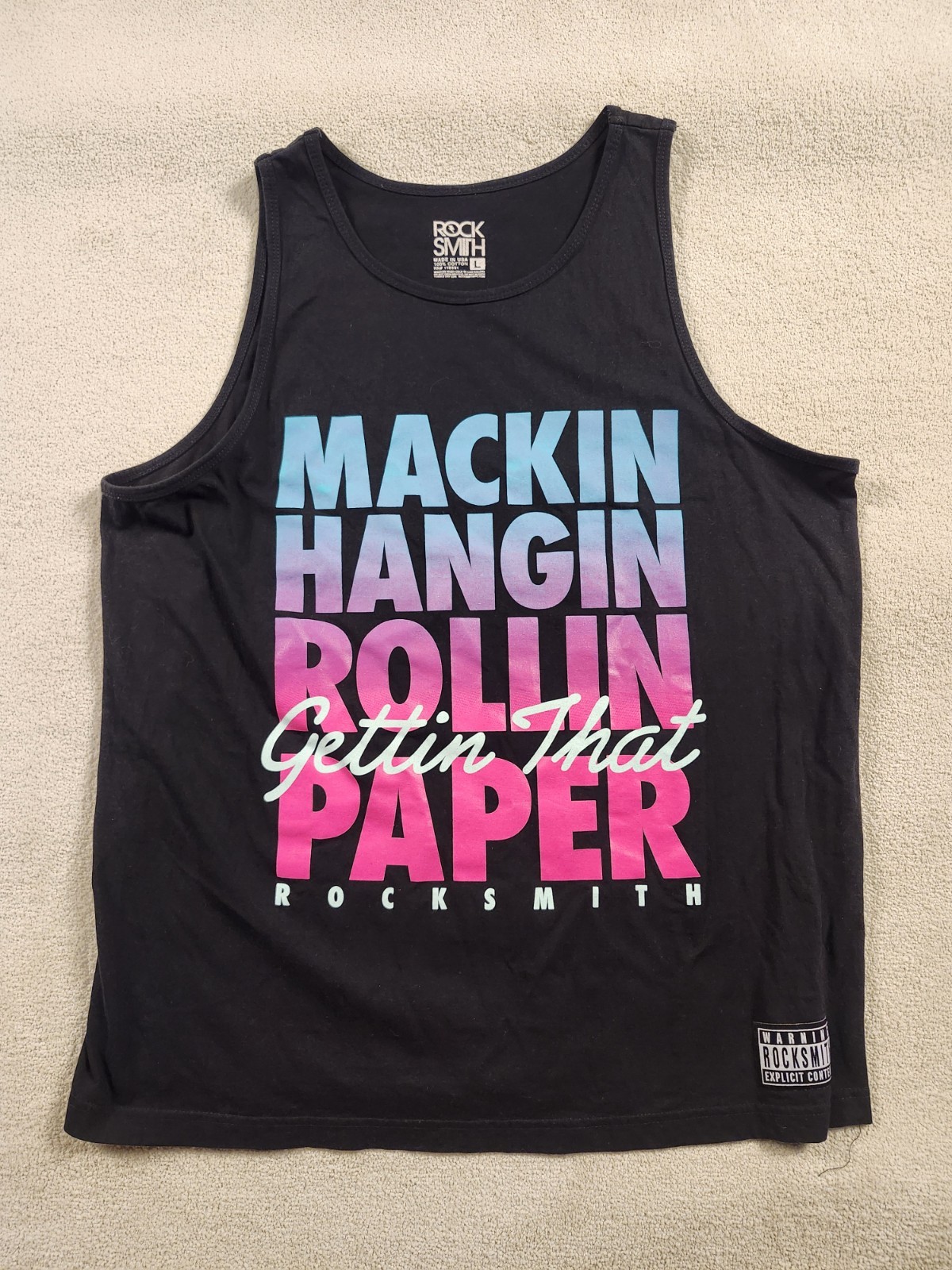 Rocksmith Men Black Tank Shirt - Size Large Hanging Rolling Paper gallery