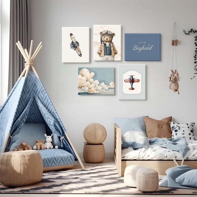 Teddy Bear Nursery Wall Art Decor Vintage Boy Room Pictures Baby Boy Nursery Can gallery