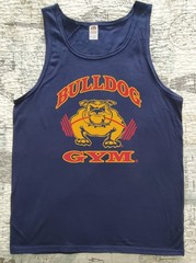 Bulldog Gym Navy Blue / Red / Vintage Gold Bodybuilding Logo Sleeveless Shirt