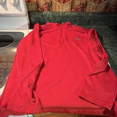 adidas Men’s Red 1/4 Zip Mock Neck Long Sleeve Pullover Top Large