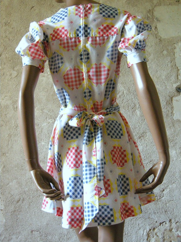 Chic Vintage Floral & Vichy Dress 70s Kleid 70er Abito Anni 70 (36/38) gallery
