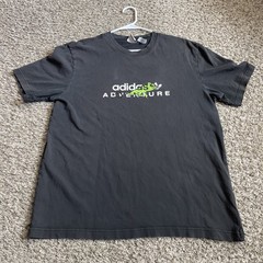 Adidas Originals Adventure Big Logo Men Large Tee Glow in Dark Black 22”x29”
