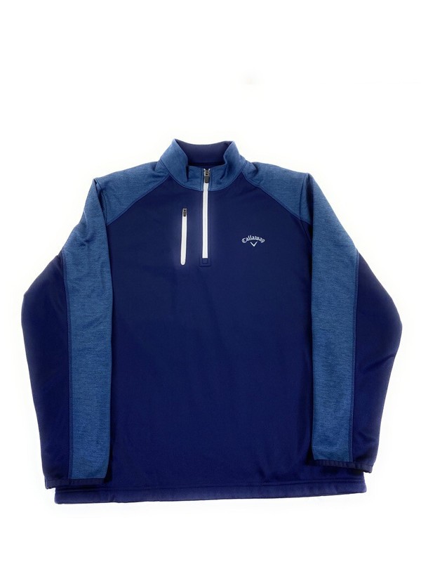 Callaway Men's 1/4 Zip Fleece Lined Pockets Blue Golf Pullover Medium gallery