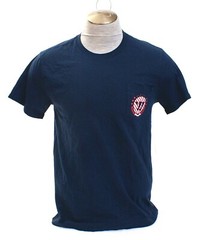 Warrior Blue Short Sleeve Graphic Crew Neck Pocket Tee T Shirt Men’s NWT