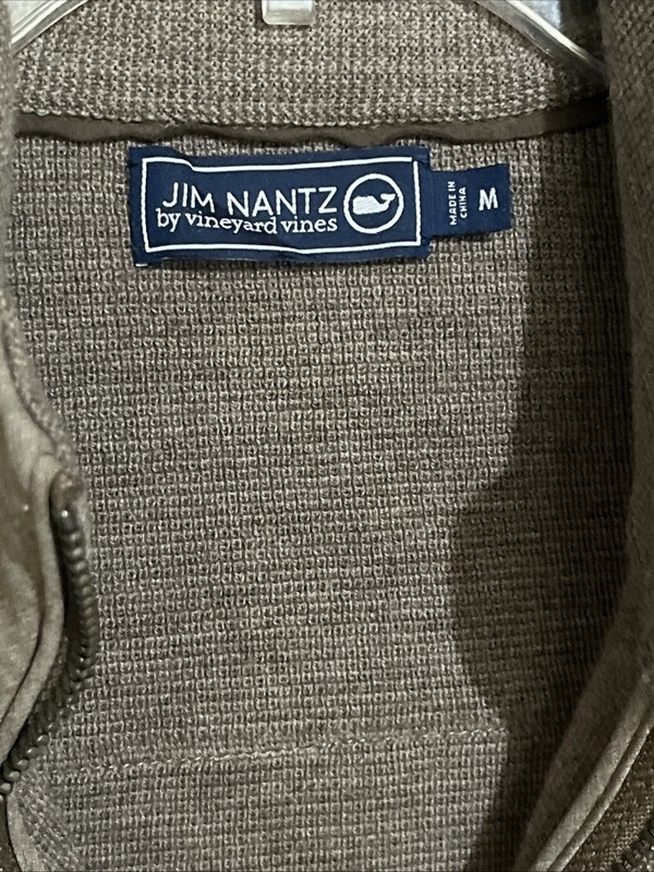 NWOT VINEYARD VINES M-L TAUPE BROWN JIM NANTZ PEBBLE BEACH MERONO WOOL 1/4 ZIP gallery