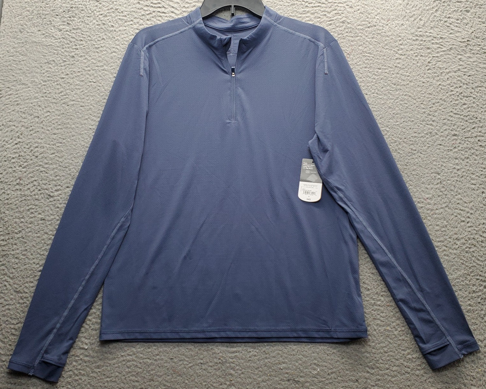 Xersion 1/4 Zip Pullover Mens Small Blue Train Flatback Mesh Mock Neck Quick Dri