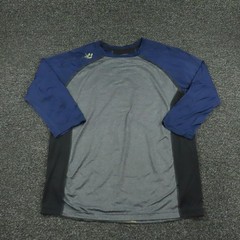 New Balance Shirt Mens XL Gray Navy 3/4 Sleeve NB Baseball Raglan Breathable