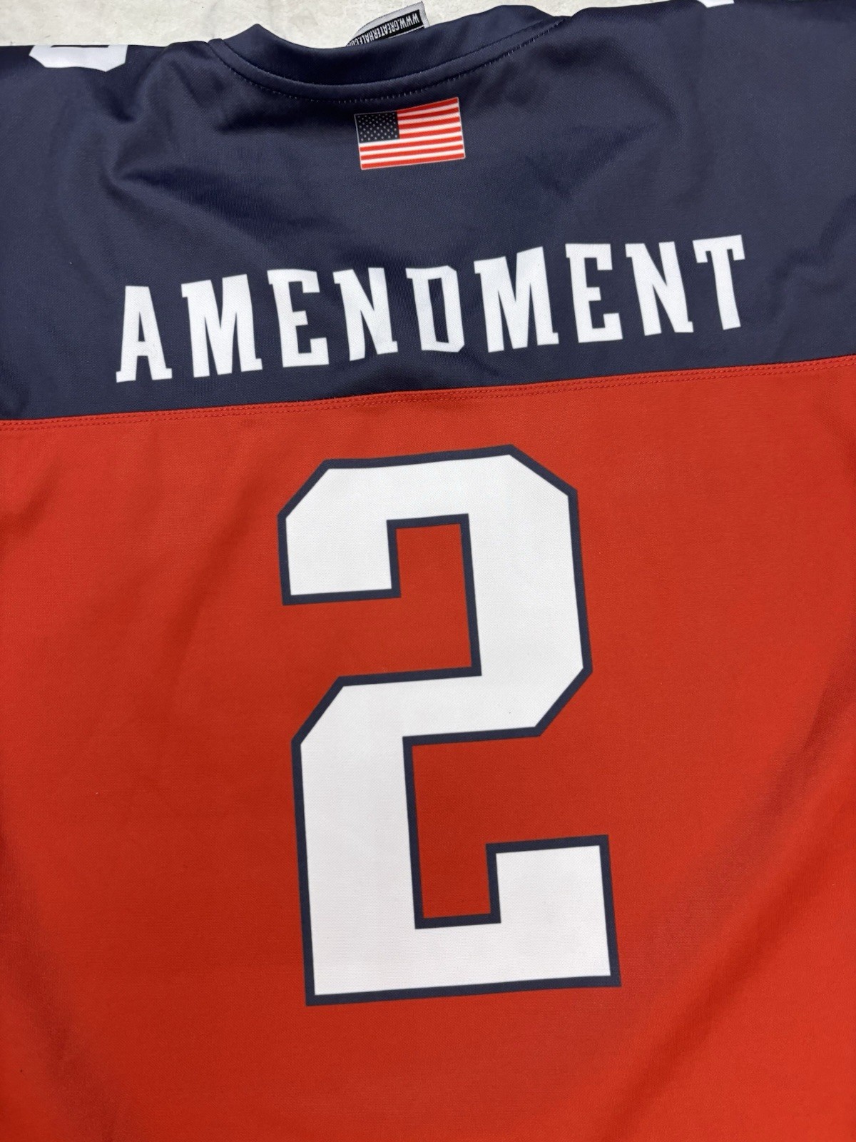 Greater Half 2nd Amendment USA Jersey L Patriotic Gun Flag Graphic Red Blue gallery