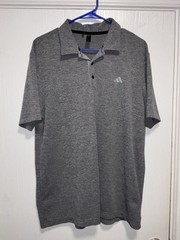Adidas Polo Shirt Mens Large Gray Preppy Golf Sports Outdoor Dad
