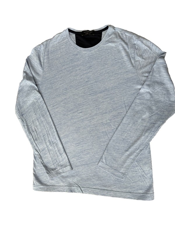 Banana Republic T-Shirt Mens M Blue Space Dye Long Sleeve Moisture Wicking Crew gallery