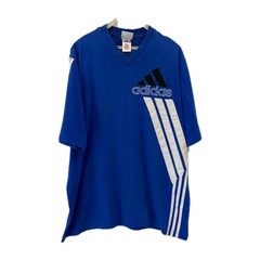 Vintage 90s Adidas Diagonal Stripe Jersey – Royal Blue White – Sz M – V-Neck#224