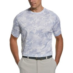 PGA Tour Mens Camo Print Performance T-Shirt Gray Dawn/Sunny Lime-Medium