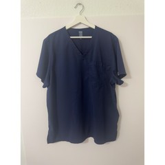 Rothwear Men’s Navy V Neck Scrub Top XL Polyester Rayon Spandex Work Uniform