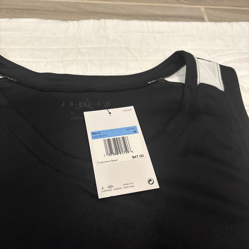 Jordan Medium Stock Overtime Basketball Jersey Black/WhiteFQ5296-010 NWT $47 gallery