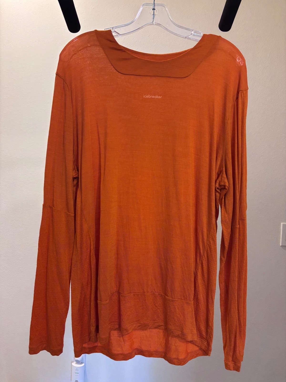 Icebreaker Mens Performance Shirt Size Large Orange Long Sleeve Outdoor Wool gallery