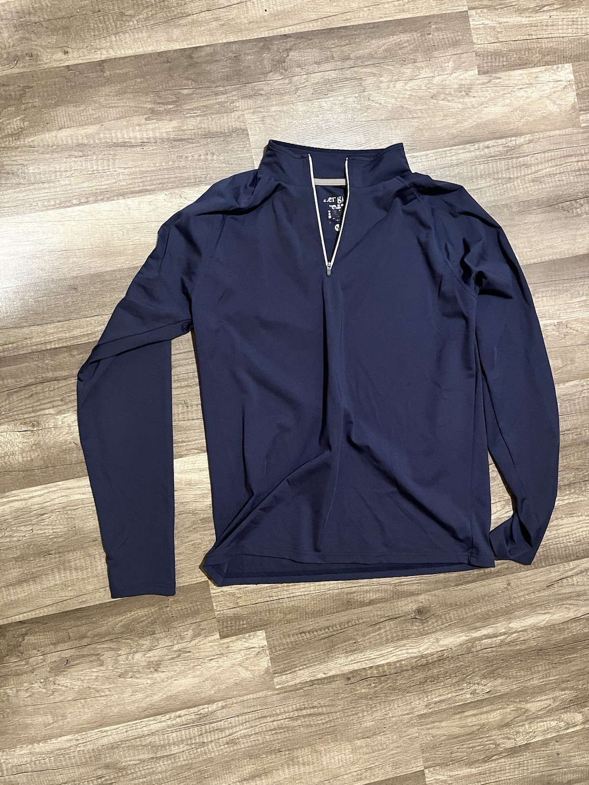 Zergr Men's Navy 1/4 Zip Mock Neck Long Sleeve Activewear Pullover M gallery