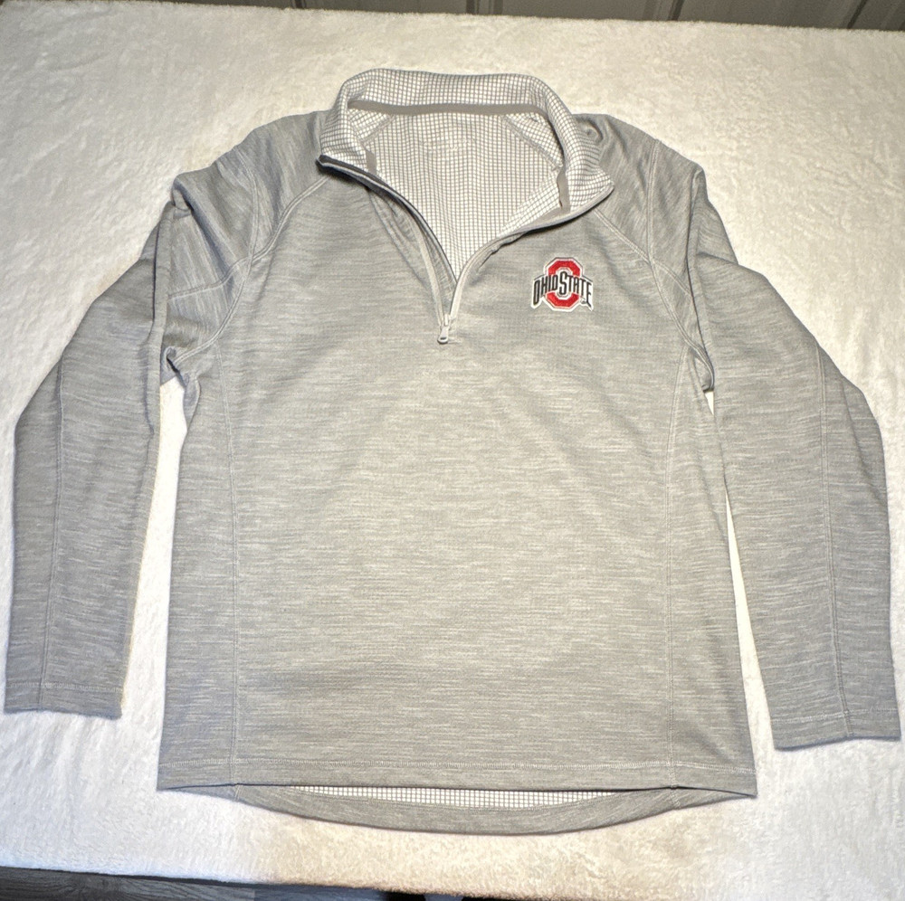 Vineyard Vines Performance Ohio State Gray M 1/4 Zip Pullover Mock Neck LS EUC
