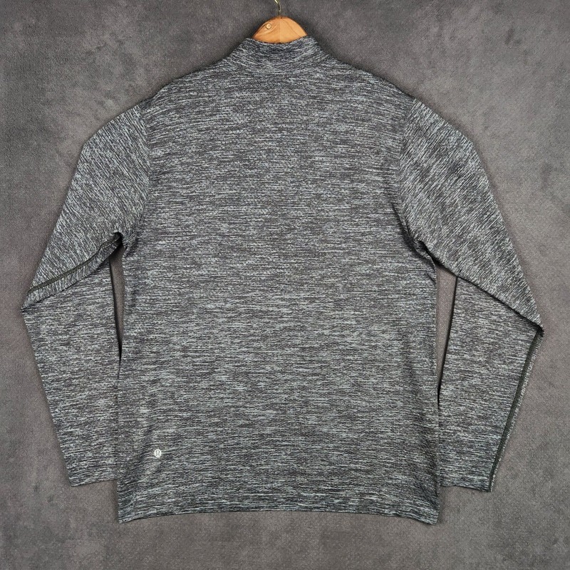 Lululemon 1/2 Zip Pullover Mens Large Black Gray Heathered Performance Stretch gallery