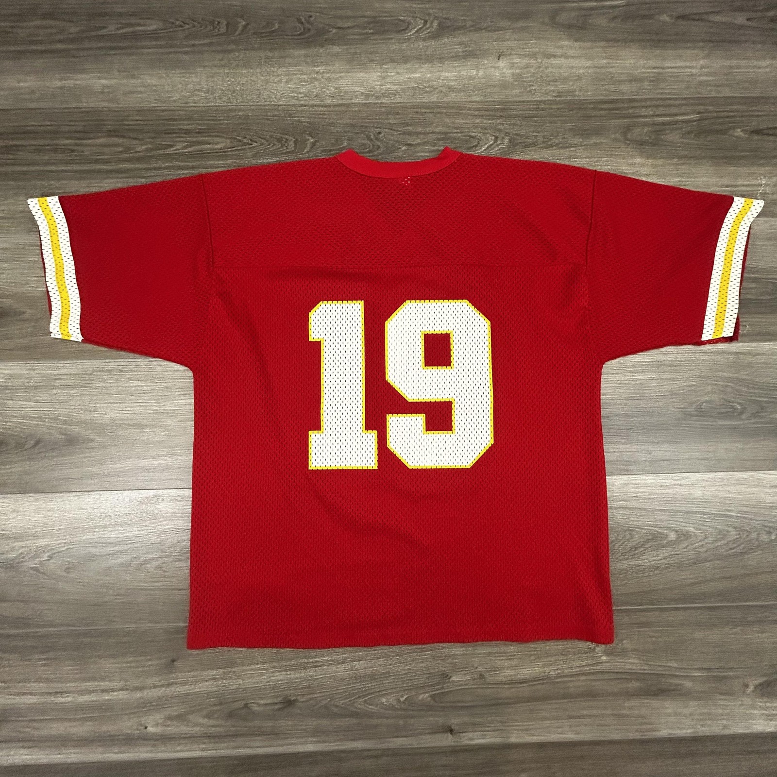 Vintage Logo 7 Football Jersey Mens Large Red Kansas City Chiefs Made USA 90s gallery
