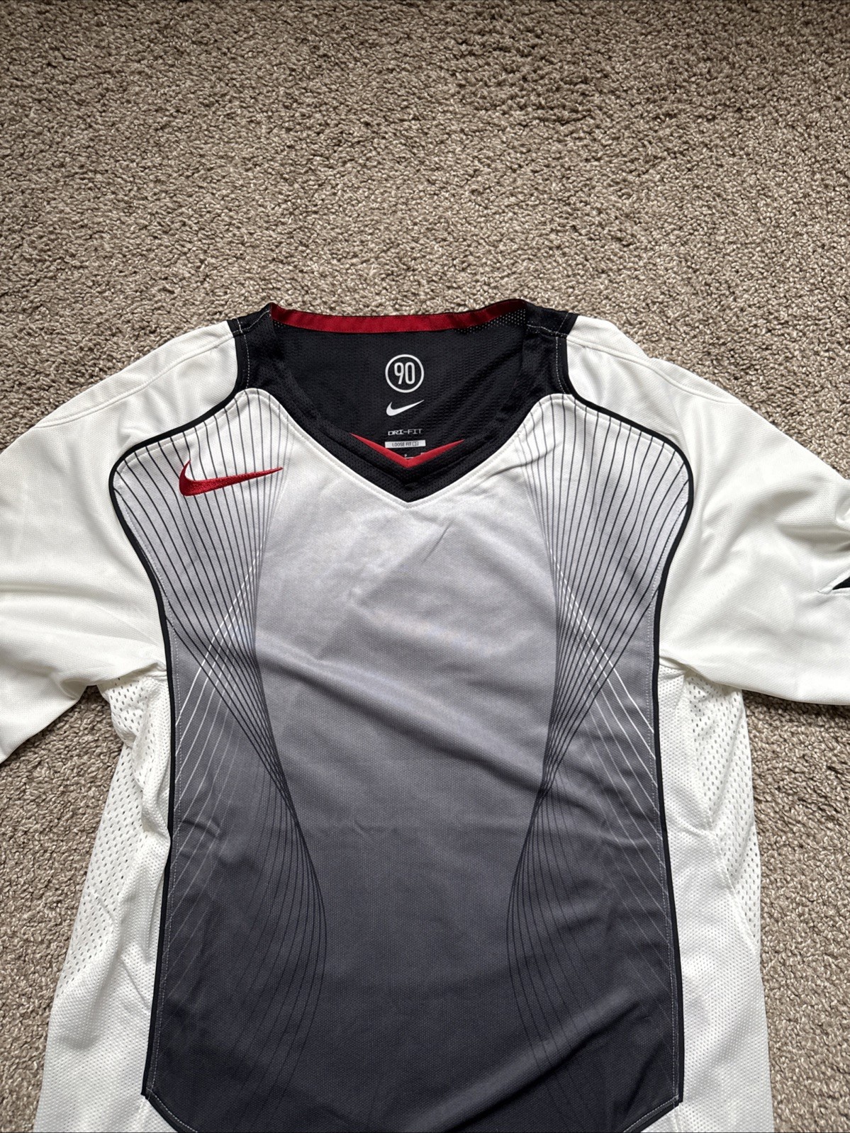 NEW! Nike Total 90 Dri-Fit Soccer Jersey White/Black Loose Fit - Men’s Small gallery