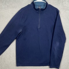 J Crew Oarsman Shirt Mens Large Navy Quarter Zip Pullover Athletic Long Sleeve