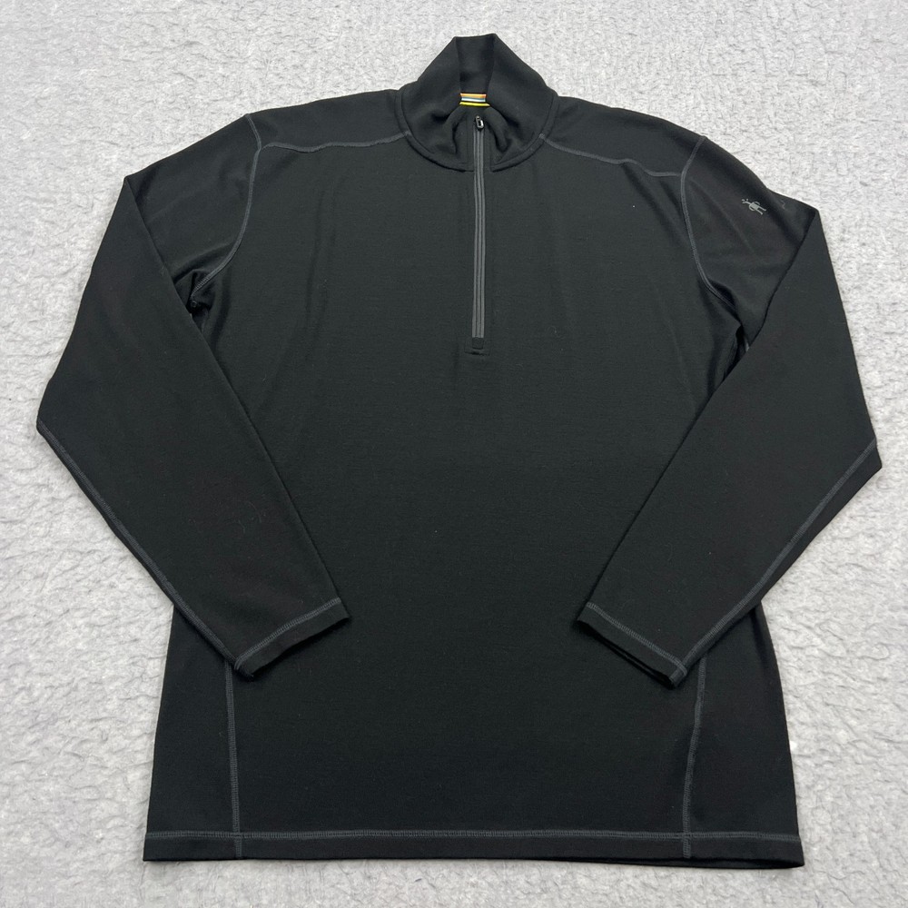 Smartwool Classic Thermal Base Layer Men’s XL Black 100% Merino Wool 250 1/4 Zip