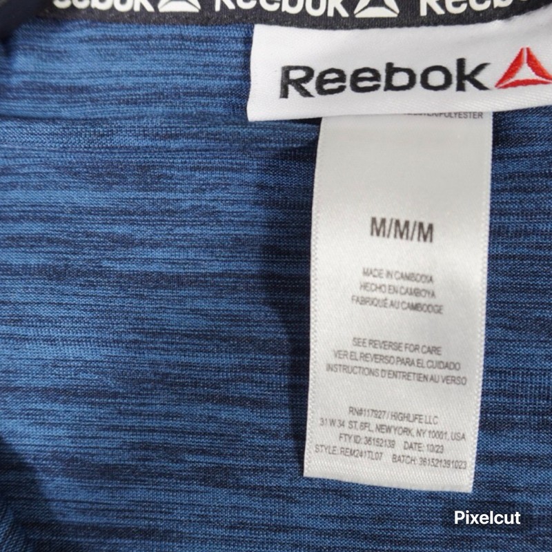 Reebok Quarter Zip Pullover Mens Medium Blue Space Dye Activewear Long Sleeve gallery