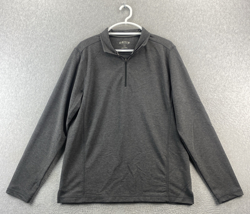 Orvis Medium Gray 1/4 Zip Pullover Long Sleeve Mock Neck Rayon Blend Top