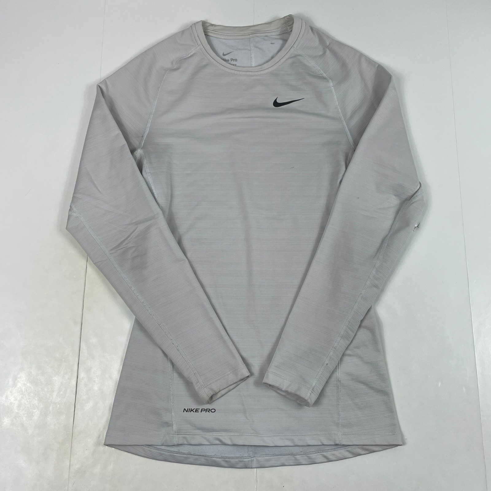 Nike Shirt Mens Small Gray Pro DriFit Compression Crew Neck Workout Gym Training gallery