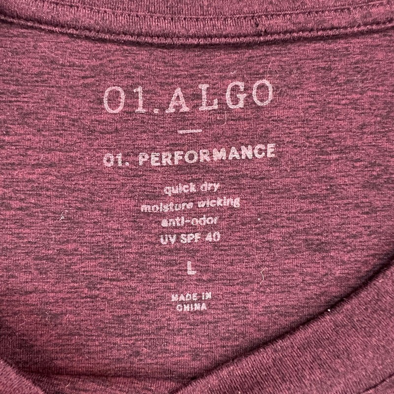 01.ALGO Performance Long Sleeve Shirt Mens Large Quick Dry Wicking SPF 40 Maroon gallery