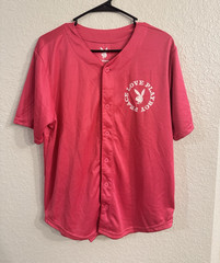 Playboy Pink Button-Front Mesh Baseball Jersey V-Neck Regular Fit Men’s M