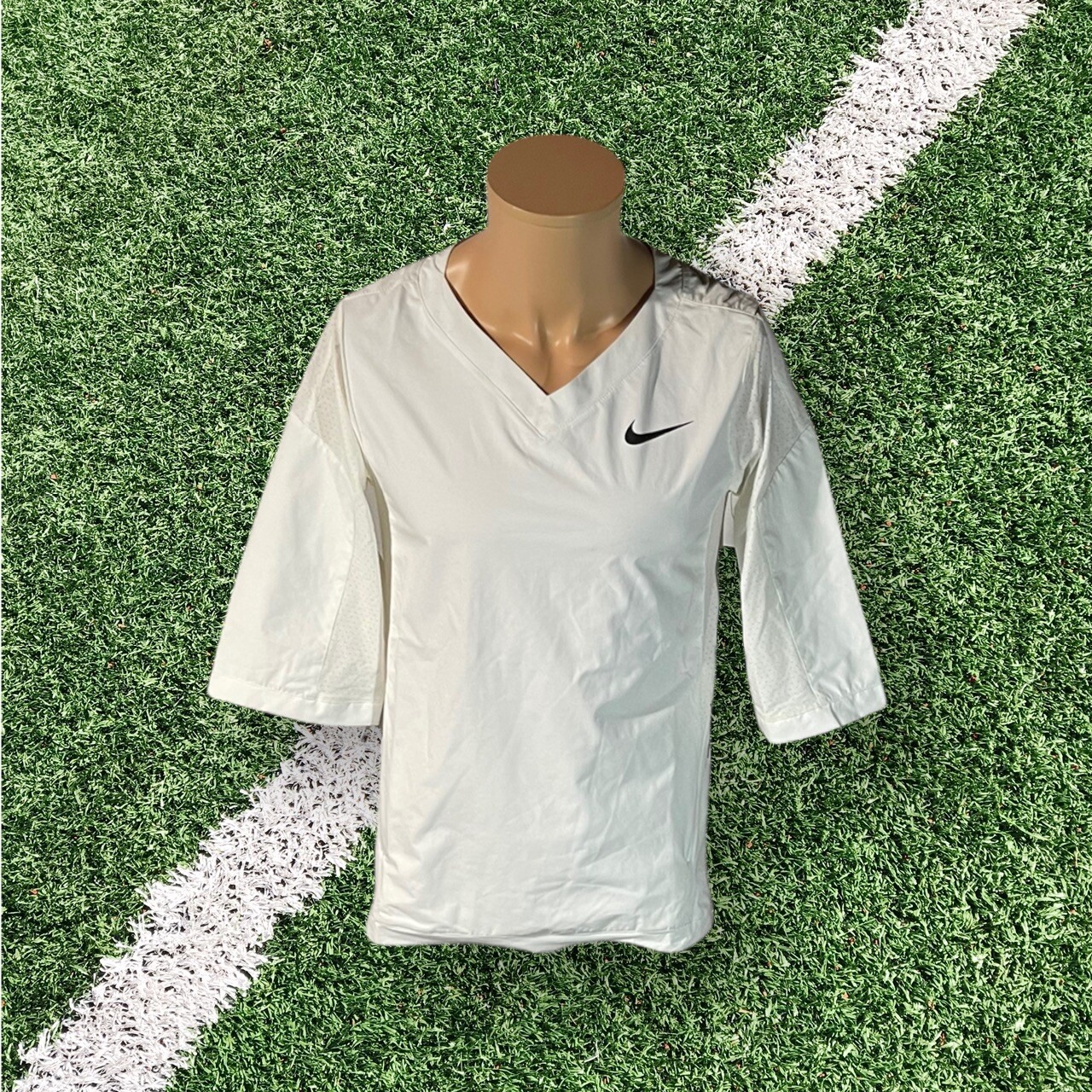 MEN Nike Hot Baseball Jacket WHITE 3/4 Sleeve Pullover Size MEDIUM 897383-100 XS gallery