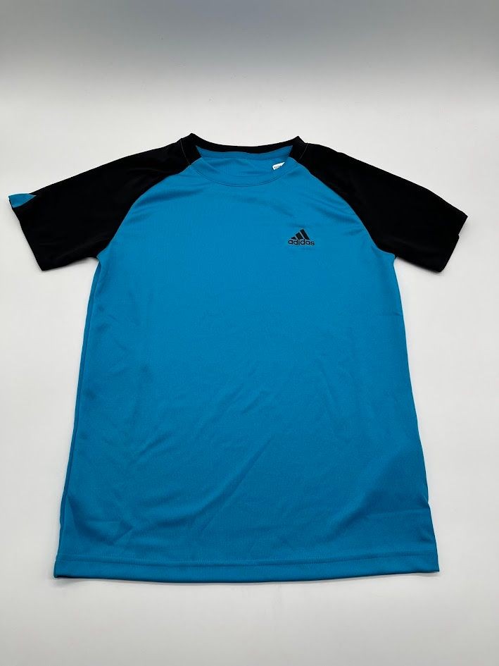 Adidas Youth Small Blue Black Climalite Athletic Short Sleeve Tee