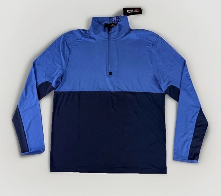 RLX Ralph Lauren Golf Performance Wicking Pullover Men’s Size M Blue 1/4 Zip NWT