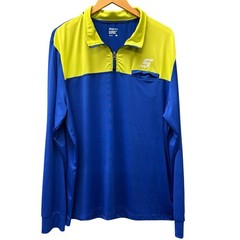 Snap-On 1/4 Zip Mens XL Blue Yellow Long Sleeve Activewear Pullover Shirt