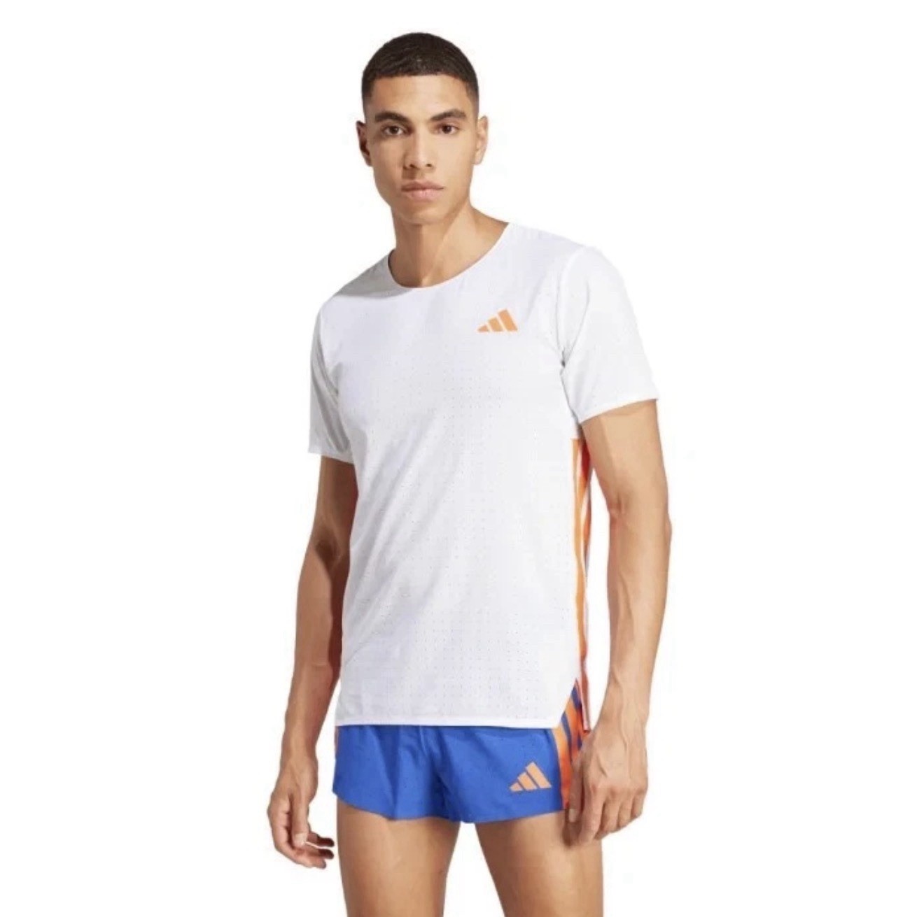 New Men’s Adidas Adizero Pro Elite Running Shirt White Orange Size Medium JD4200 gallery