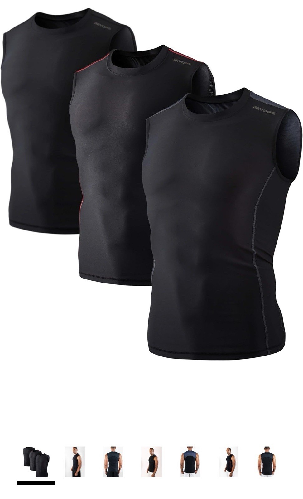 NIP - DEVOPS 3 Pack Men's Athletic Compression Shirts Sleeveless - XL gallery