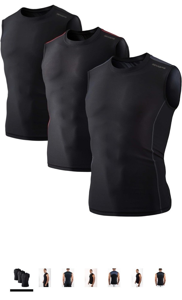 NIP - DEVOPS 3 Pack Men's Athletic Compression Shirts Sleeveless - XL
