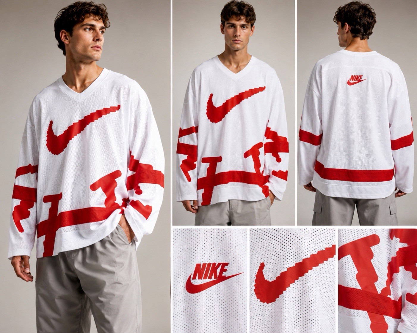 NIKE SPORTSWEAR CLUB HOCKEY JERSEY Mens Size XXL Oversized WHITE RED HV1137-100 gallery