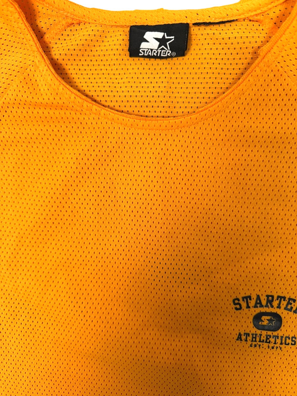 Starter Athletics Orange Sleeveless Shirt Open Weave Mens Large gallery