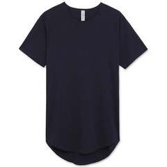Mens BASIC HIPSTER T Shirts Casual Extended Longline Hip Hop Scallop Hemline Tee