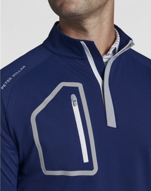 Peter Millar Crown Sport Forge Performance Quarter Zip Pullover Navy Mens S gallery